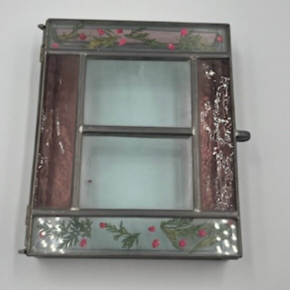 Burnes Of Boston Leaded Glass Box With Dried‎ Flowers Pink - Picture 10 of 12